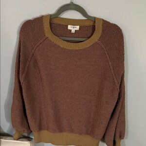 Impo Women's Brown and Tan Crew Neck Sweater
